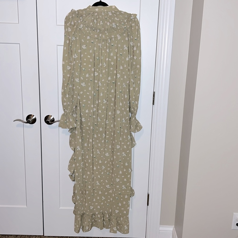 NWT WeWoreWhat Oat Polka Dot Floral High-Low Long Sleeve Dress - Picture 4 of 6
